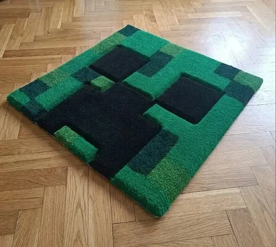 Килим ручної роботи Creeper у стилі Minecraft 47×45 см зелений