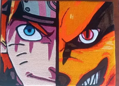 Килим Naruto + Kurama | Аніме декор | Ручна робота | Для фанатів Naruto 100х75