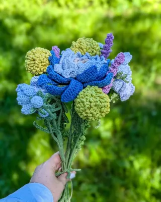 В’язаний букет квітів ручної роботи 💐 Декоративний букет