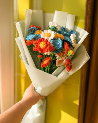В’язаний букет квітів «Літній сад»