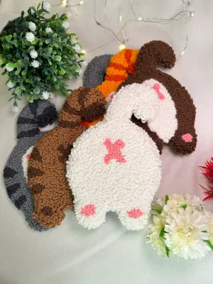 Підстаканник Котяча дупка, килимова вишивка, punch needle, кумедний подарунок для любителя котів